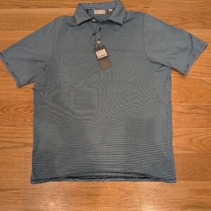 KJUS Soren Stripe Polo Mens 52 Large Green Performance Golf Shirt NWT UPF 50+